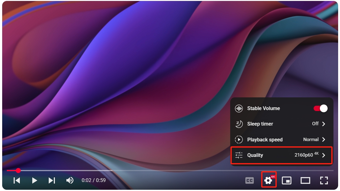 手动选择 4K 画质
